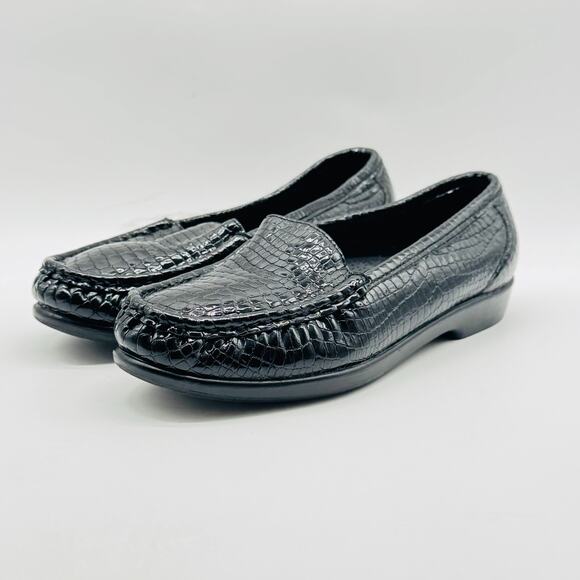 SAS Loafers Womens 6.5 Black Patent Leather Casual Comfort Shoe Slip On - Picture 5 of 12